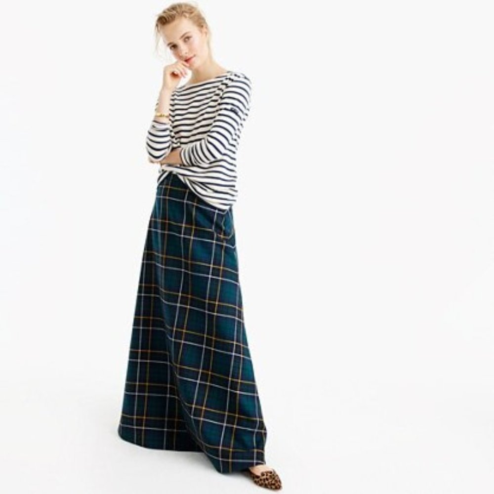 J.Crew Collection Full Length Wool Skirt in Tartan